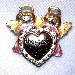 Mama Heart Two Angels Charm Pendant Enamel‎ Rhinestone Jewelry Gift